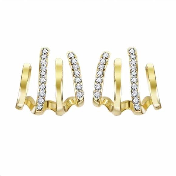 Cuff Ear Studs Wrap Crystal Claw Earrings NWT - Picture 2 of 11